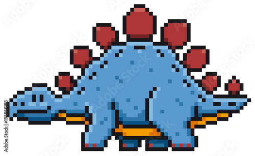 Vector illustration of Cartoon Dinosaur - Pixel design