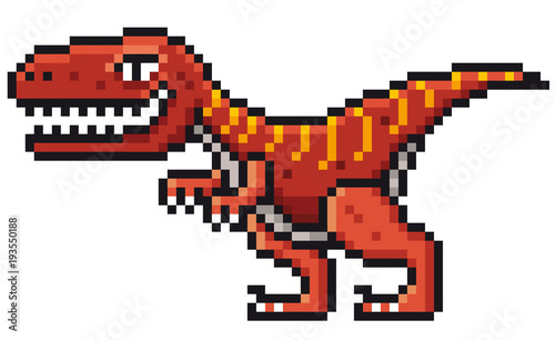 Vector illustration of Cartoon Dinosaur - Pixel design