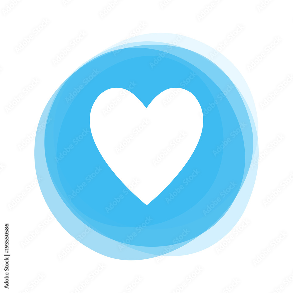 Weißes Herz auf hellblauem Button Weißes Herz auf hellblauem Button