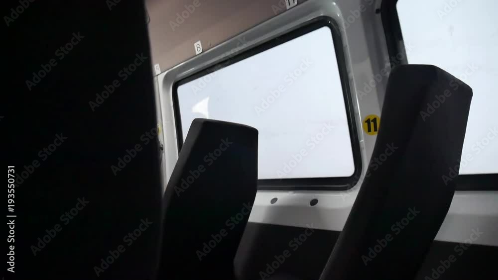 bad road shaking in a minibus. shakes in a taxi bus indoors terrible road