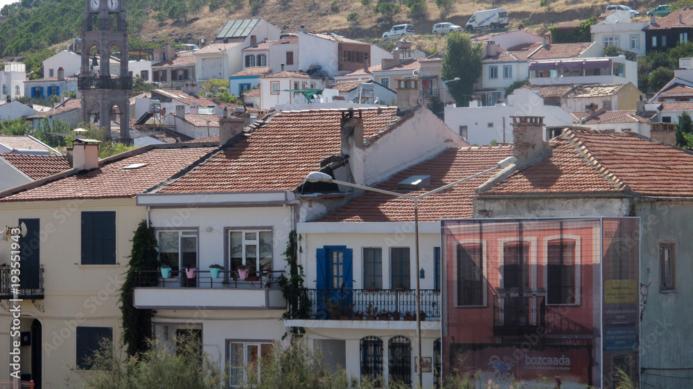 Buildings in no Order Crooked Urbanization in Bozcaada Canakkale Turkey