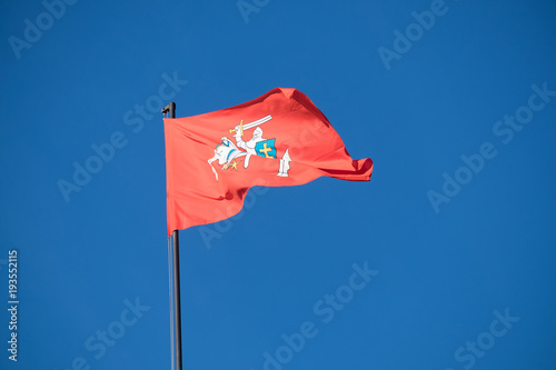 Flag of Vilnius Lithania on Blue Sky in Summer