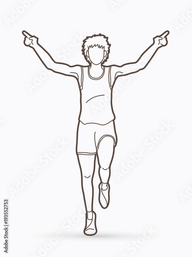 Athlete runner, A man runner running ,The winner outline graphic vector