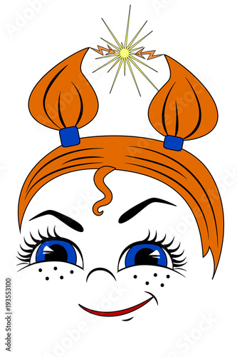 Girl with a cunning face and lightning above her head