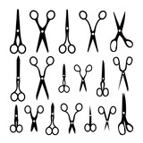 Scissor Icon Set Vector. Different Types. Opened And Closed. Hairdressing. Hair. Isolated Flat illustration