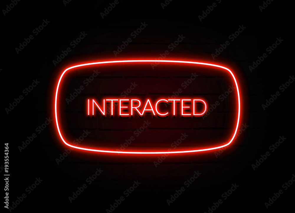 Interacted neon sign on brick wall background. Interacted neon sign on brick wall background.