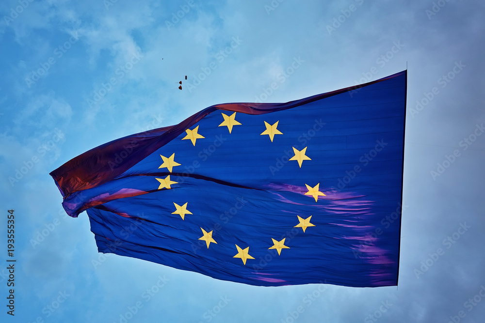 rise in the sky the biggest flag of the European Union rise in the sky the biggest flag of the European Union