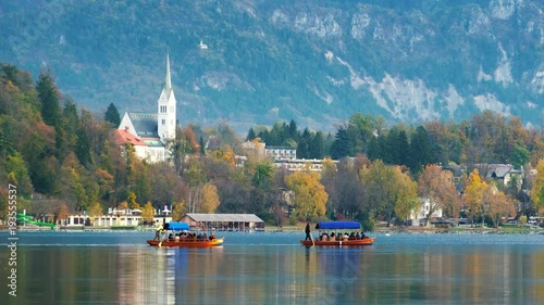 A pletna, traditional Slovenia boat
