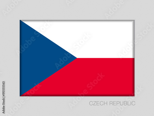 Flag of Czech Republic. National Ensign Aspect Ratio 2 to 3 on Gray
