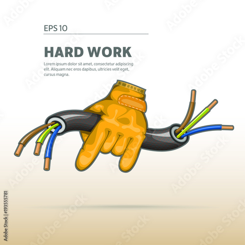Electrician, repairman holding the cable. Icon of work activities.