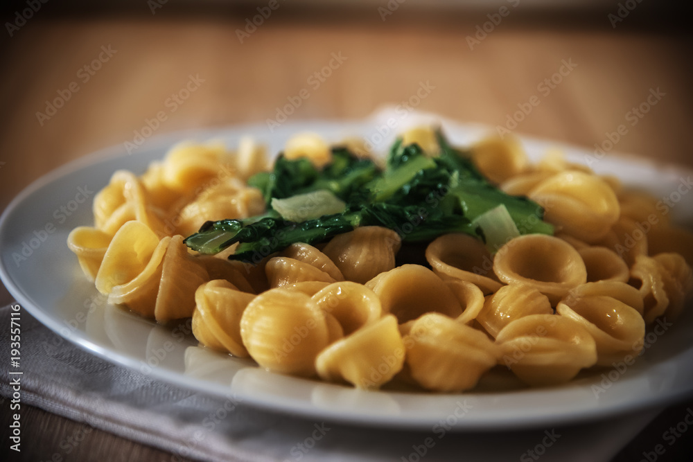 Orecchiette and vegetables plate Orecchiette and vegetables plate
