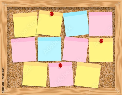 note paper on cork board.Bulletin Board