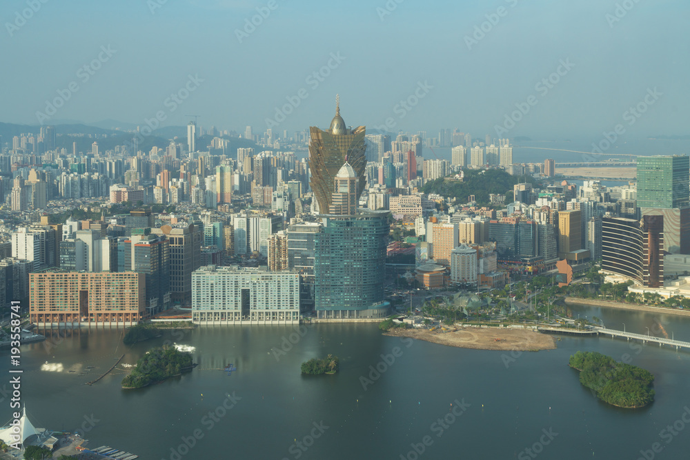 Image of Macau (Macao), China. Skyscraper hotel and casino building at downtown in Macau (Macao).