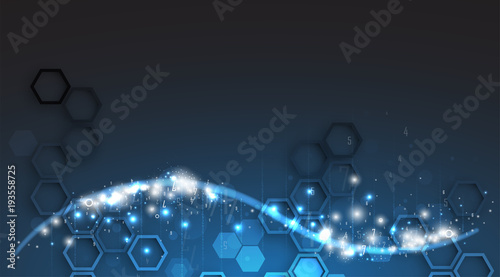 dna and medical and technology background. futuristic molecule structure presentation