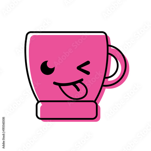 color funny coffee cup kawaii cartoon