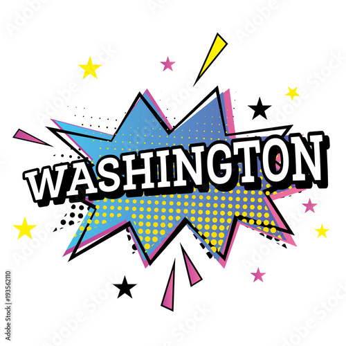 Washington USA. Comic Text in Pop Art Style. Vector Illustration