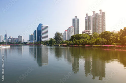 Cityscape and river in Bangkok Thailand 