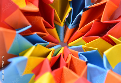 Colorful paper origami close up detail photo