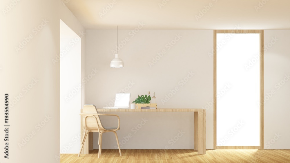 Fototapeta premium The interior hotel relax space 3d rendering and nature view