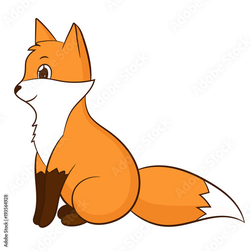Cute orange fox isolated on white background. Hand drawn. Vector illustration
