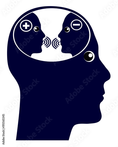 Self talk or inner voice. The internal chatter in the brain with negative and positive thoughts