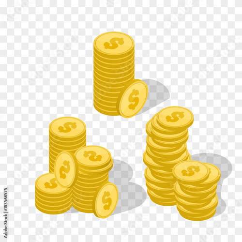 Vector Illustration of golden coins. Money illustration isolated