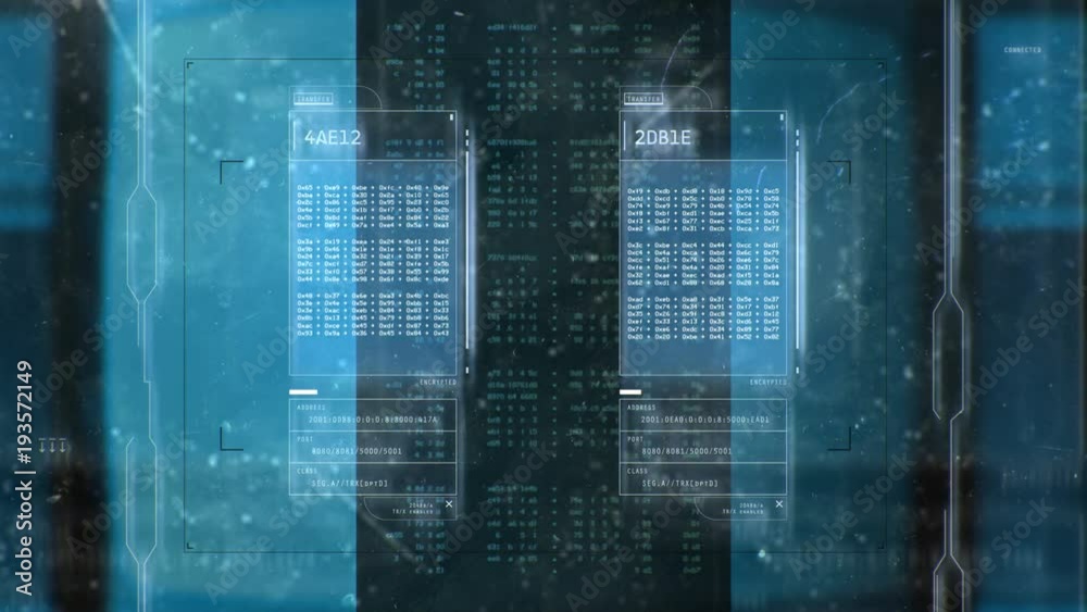 Futuristic hacking attack on screen, network security breach, data theft. Beautiful hacking background