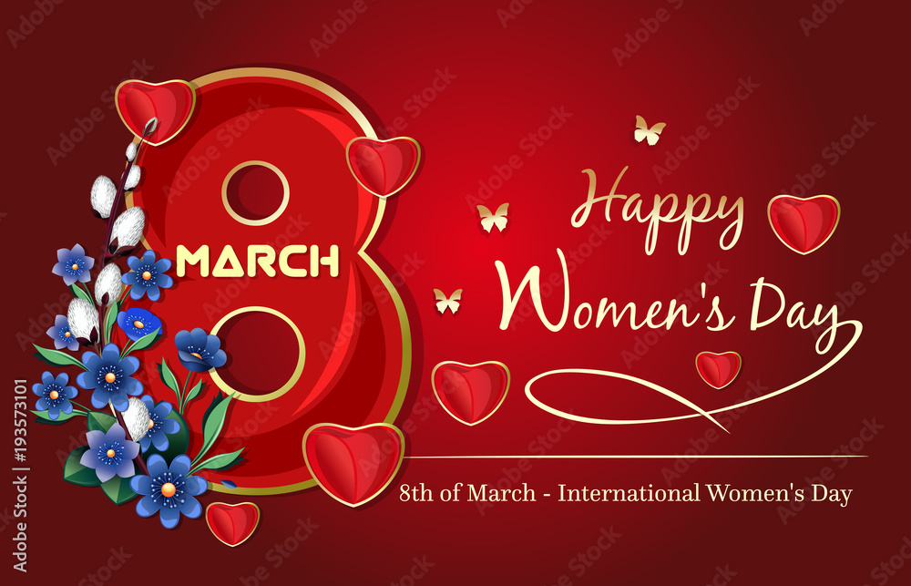 Fototapeta premium Festive background for Womens Day. Happy Women's Day. 8th March. Vector illustration