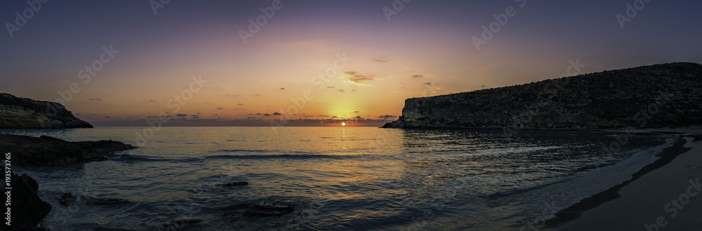 Sunset over the Rabbit beach, Lampedusa