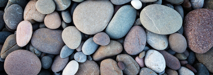 Web banner abstract smooth round pebbles sea texture background