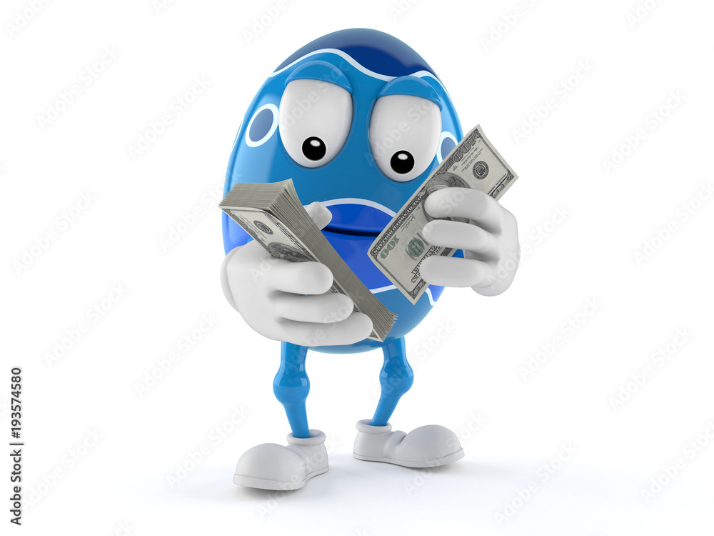 Easter egg character counting money