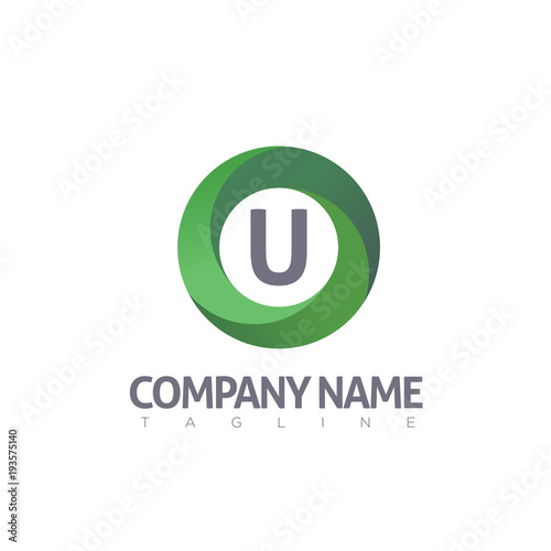 u modern letter logo template