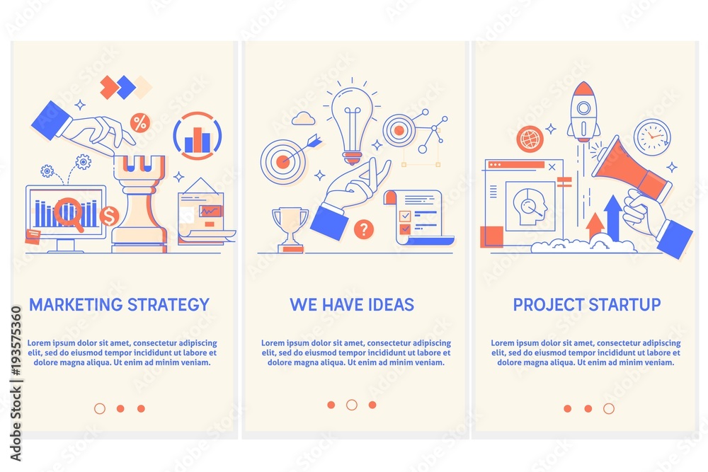 Marketing Strategy. We have idea, easy to use and highly customizable.Project Startup modern vector illustration concept, isolated on white background.
