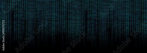 Obraz na płótnie glowing blue binary code matrix background wide banner