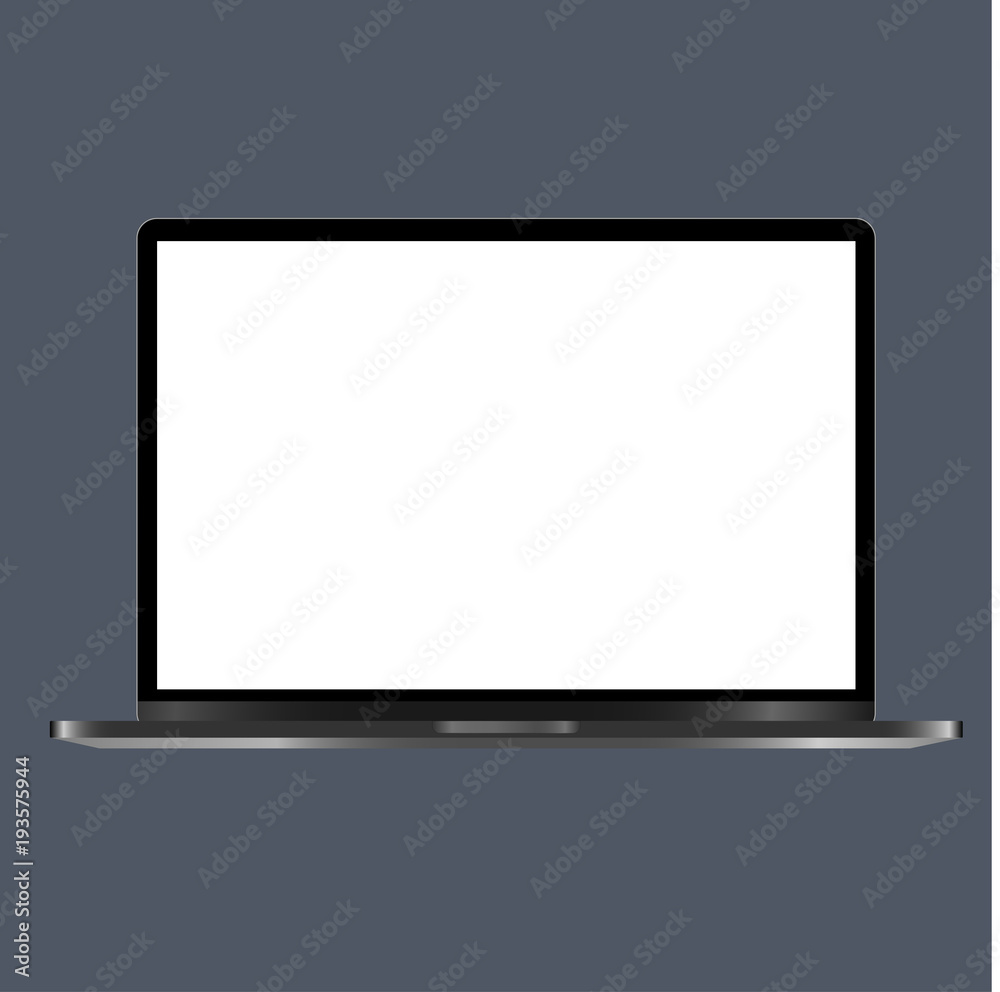 Realistic Laptop mockup Device with white Screen Isolated on marengo color Background. Notebook. Laptop render. Opened notebook/laptop. Vector Illustration. EPS 10. Realistic Laptop mockup Device with white Screen Isolated on marengo color Background. Notebook. Laptop render. Opened notebook/laptop. Vector Illustration. EPS 10.