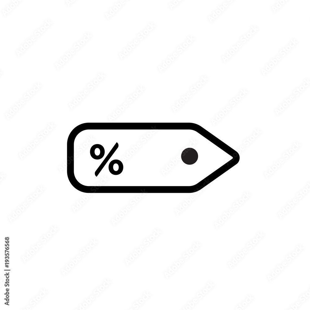Percent tag thin line outline isolated on white background for your web and mobile app design, vector illustration - obrazy, fototapety, plakaty 