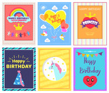 Happy Birthday Positive Cards Vector Illustration