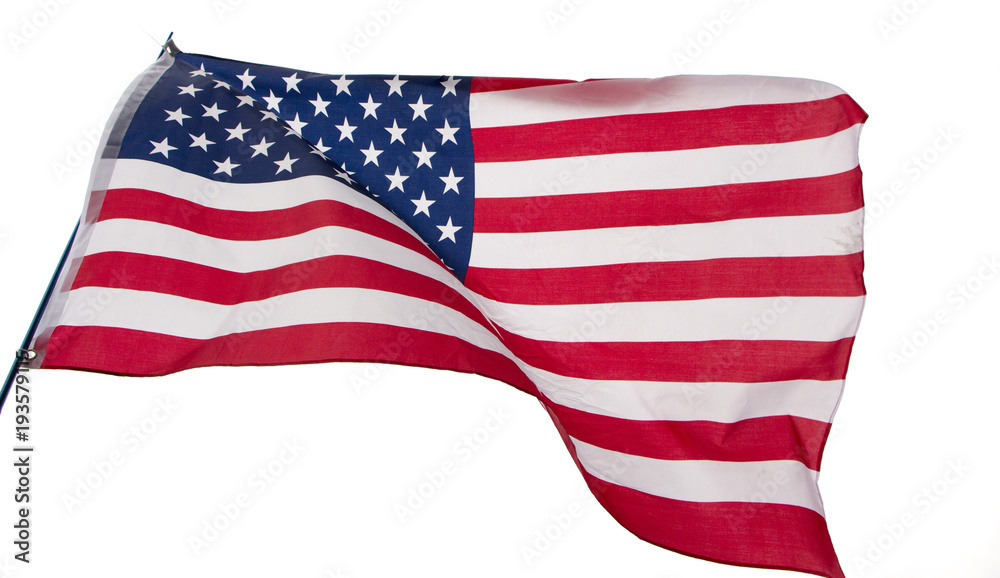Fototapeta premium Flag of United States of America USA Raised Up in The Sky