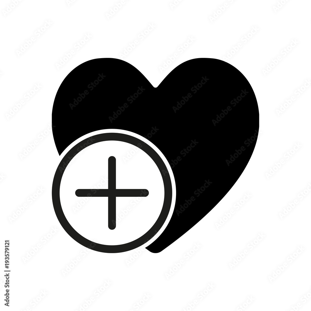 heart and plus. simple silhouette heart and plus. simple silhouette