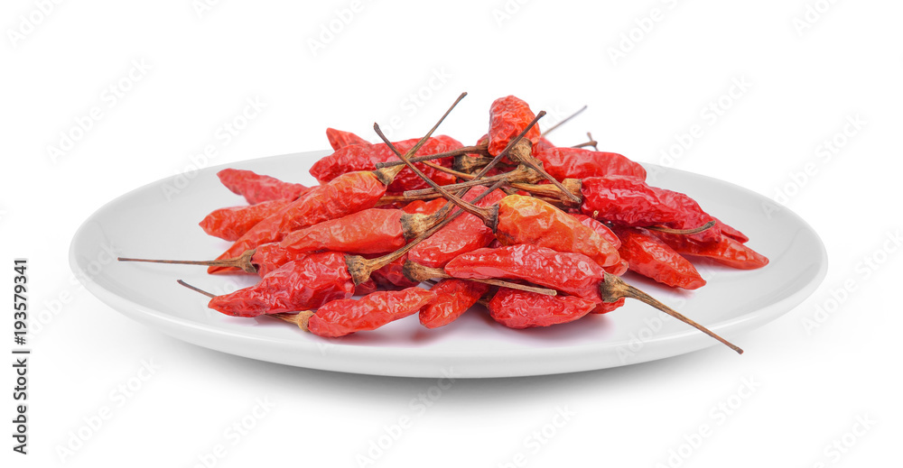 chili peppers in plate isolated on white background chili peppers in plate isolated on white background