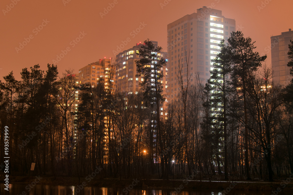 Night view of a residential area.