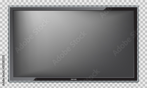 Modern Led TV screen with realistic reflection. Isolated vector.