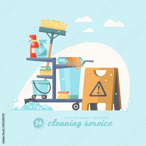 Cleaning service vector illustration in modern flat design. 
