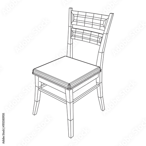 Chair with backrest wireframe low poly mesh vector illustration