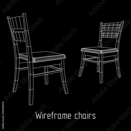 Chair with backrest wireframe low poly mesh vector illustration