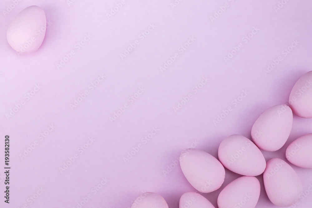Flat lay of Easter eggs mockup background, view from above with copy space for text.pink concept of stylish Flat lay of Easter eggs mockup background, view from above with copy space for text.pink concept of stylish