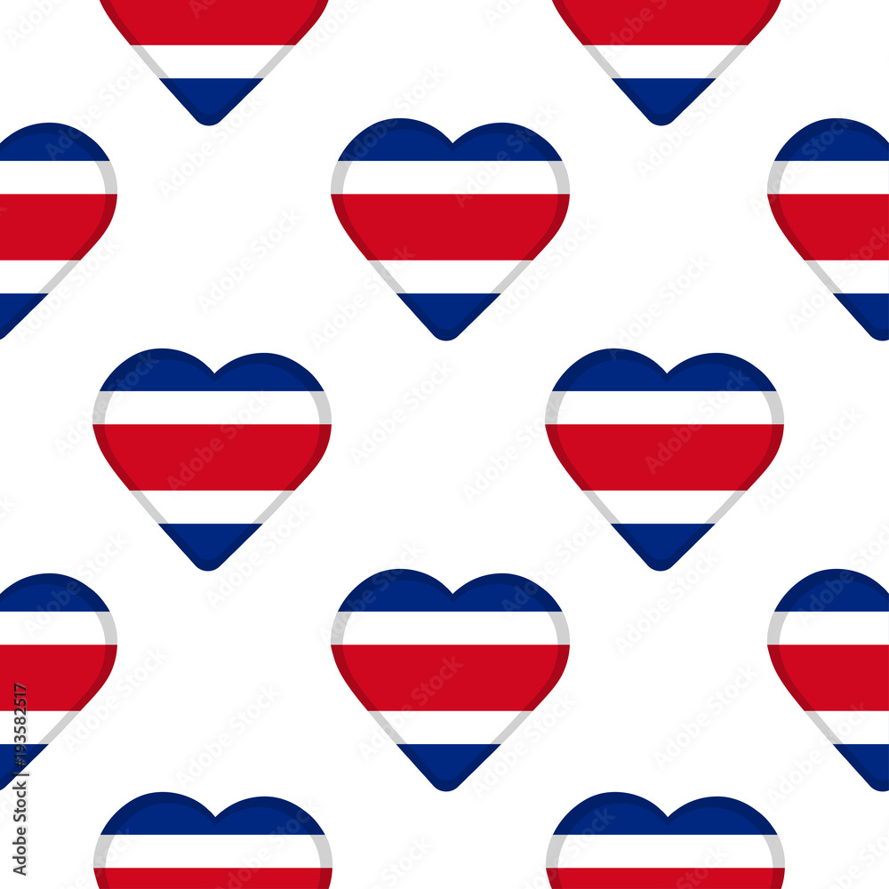 Seamless pattern from the hearts with flag of Costa Rica. Seamless pattern from the hearts with flag of Costa Rica.