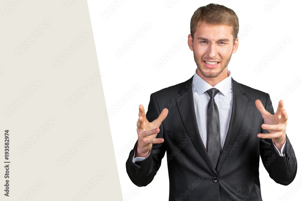Scared and astonished young businessman Scared and astonished young businessman