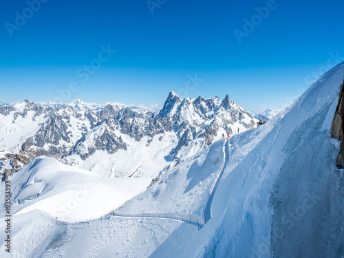 Mont Blanc mountain peak in Chamonix, France