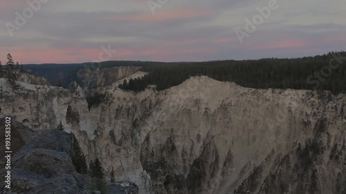 Yellowstone River Canyon slow pan at dusk